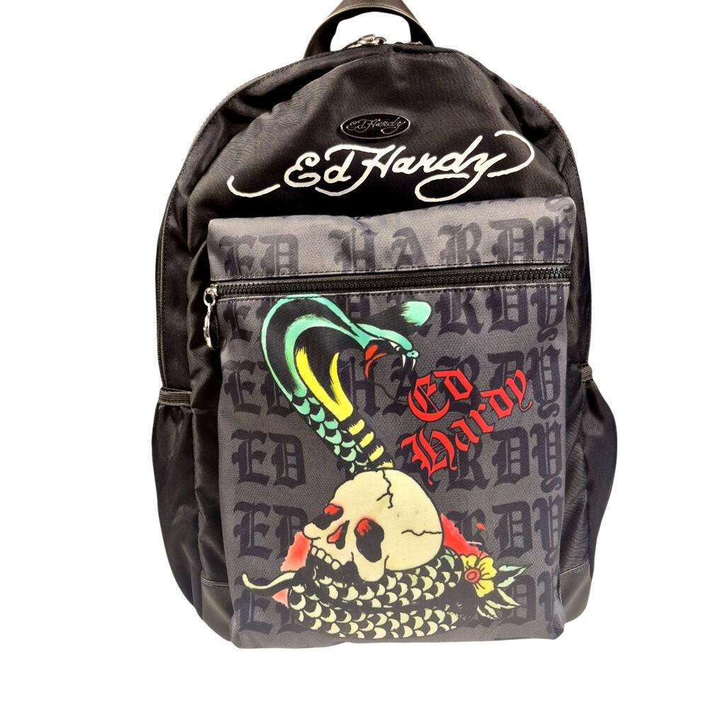 NEW Ed Hardy Skull Python Adult Backpack Multicolor Tattoo Inspired Graphics